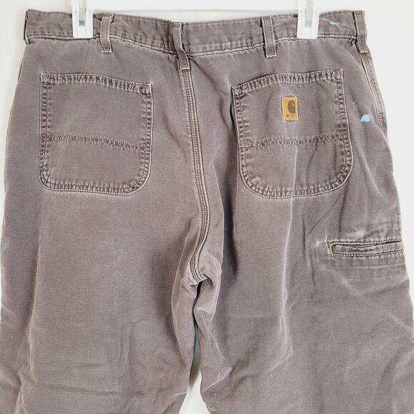Carhartt Mens 100% cotton faded brown paint splatter lined jeans size 40x30 - Picture 4 of 5